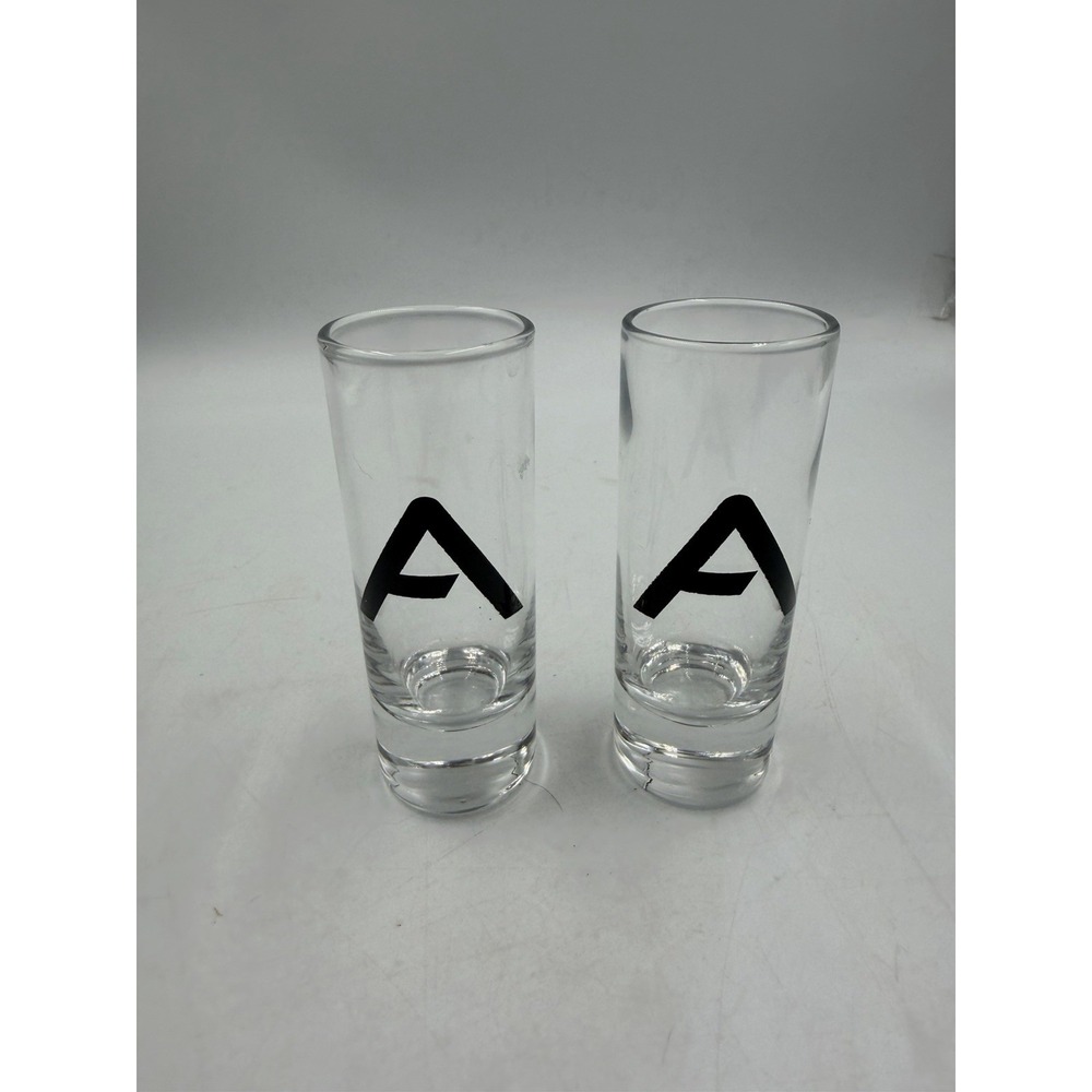 Set Of Two "A" Shot Glasses Made Of Glass "A" Is Printed New No Tags No Chips